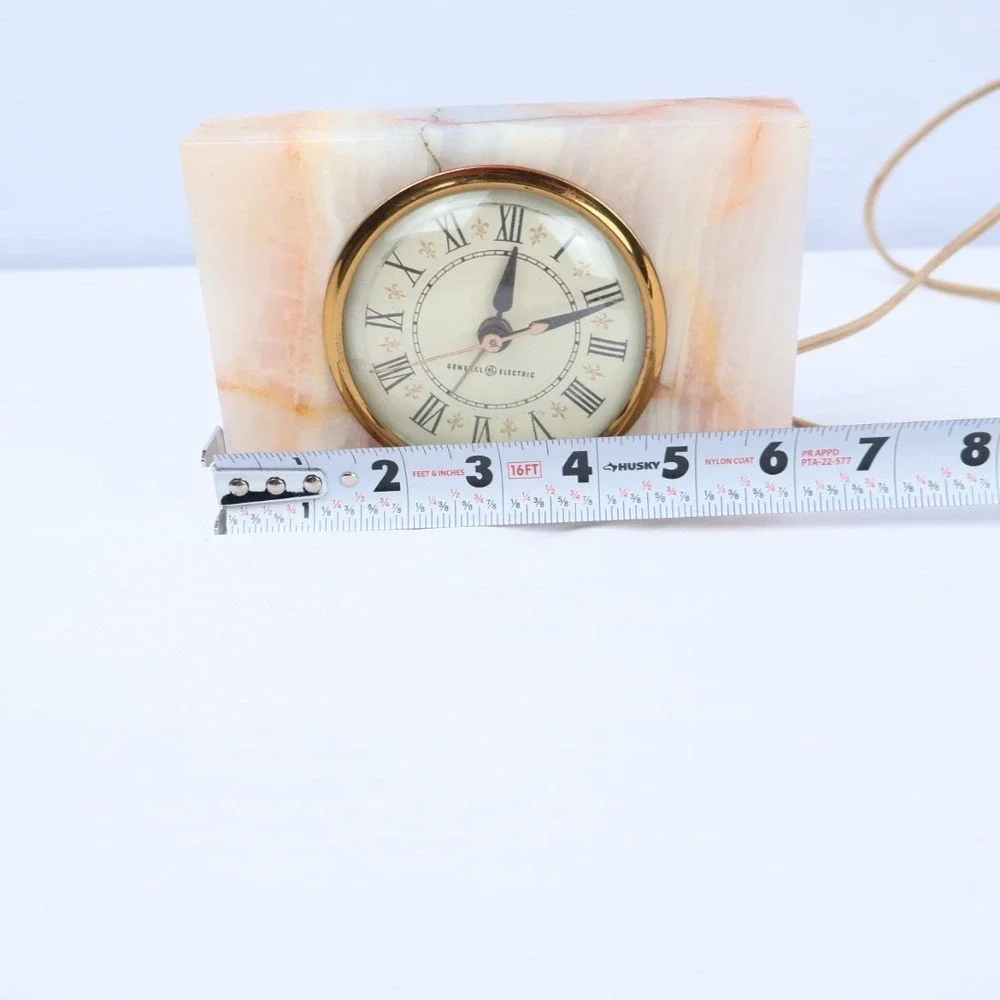 VTG Mid Century MCM General Electric GE Marble Table Top Alarm Clock 7286A